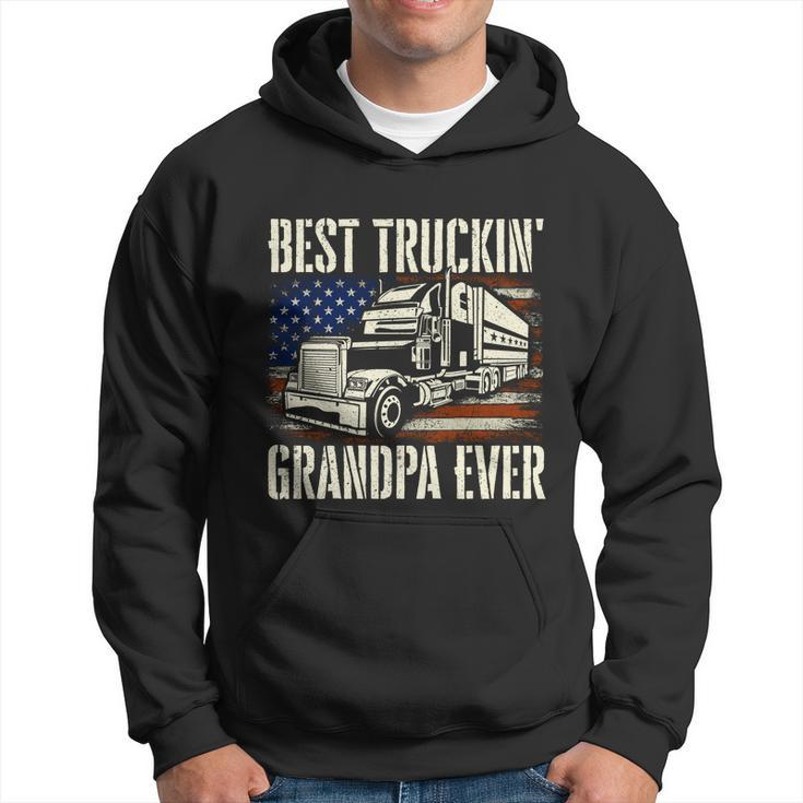 Best Truckin Grandpa Gift Big Rig Semi Truck Driver Trucker Gift Hoodie