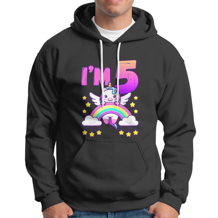 Birthday Girl 5 Year Old Funny Unicorn Rainbow 5Th Birthday Hoodie