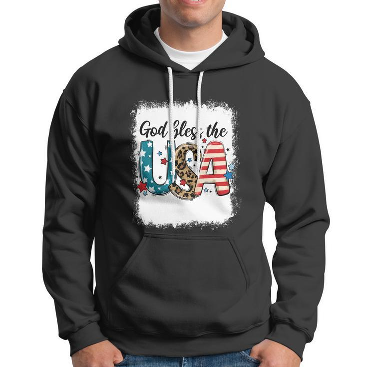 Bleached 4Th July God Bless The Usa Patriotic American Flag Gift Hoodie