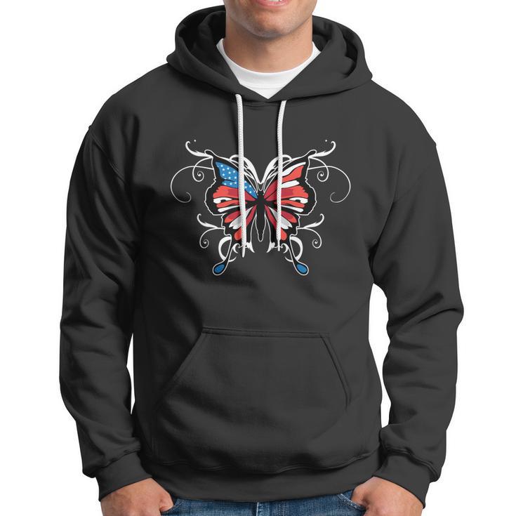 Butterfly Usa Flag Cute 4Th Of July Funny American Girl Gift Cool Gift Hoodie