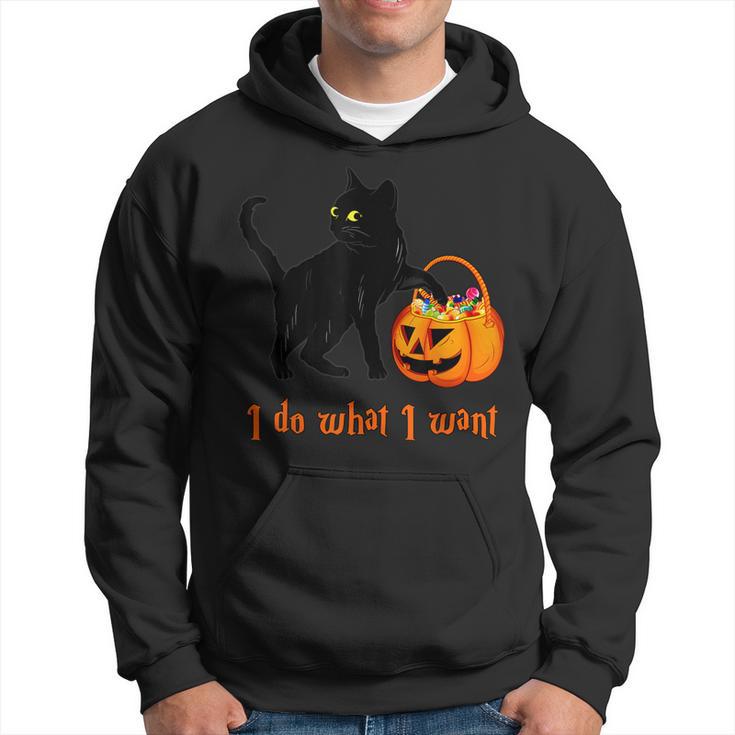 Cat I Do What I Want Halloween Candy Pumpkin Bag Black Cat  Hoodie