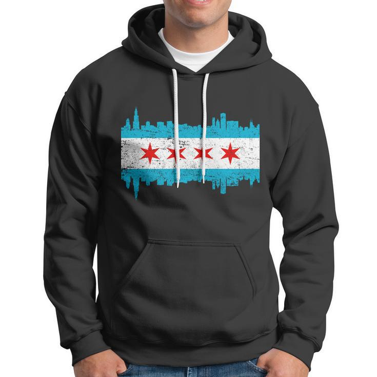 Chicago City Skyline Flag Vintage Hoodie