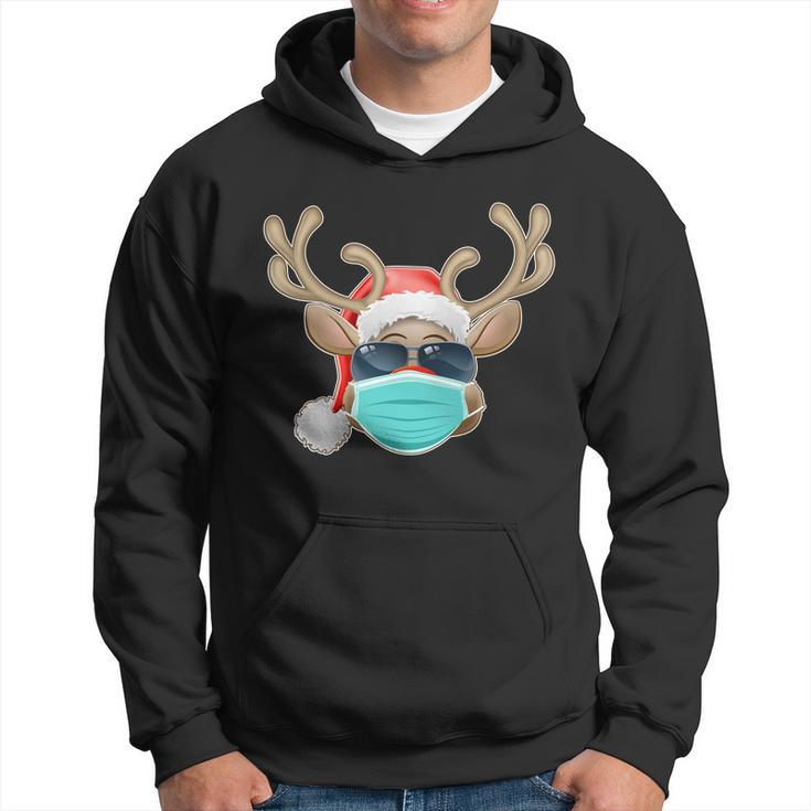 Cool Christmas Rudolph Red Nose Reindeer Mask 2020 Quarantined Men Hoodie