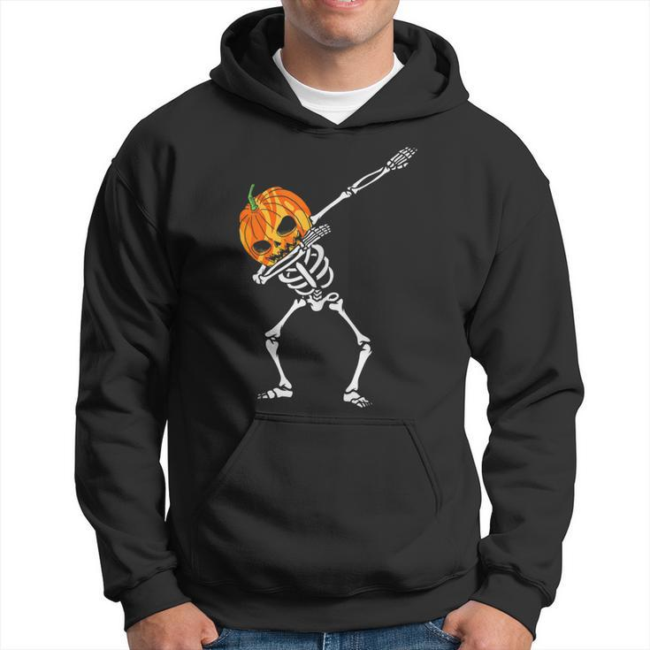 Dabbing Skeleton Pumpkin Head - Halloween Dancing Skeleton  Hoodie