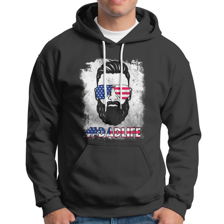 Dad Life Beard Sunglasses Usa Flag Fathers Day 4Th Of July Hoodie