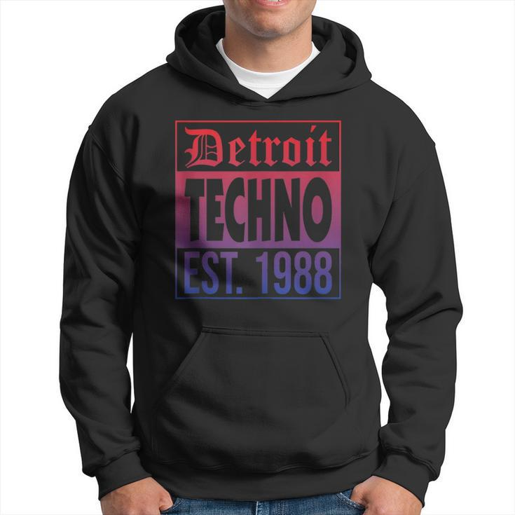 Detroit Techno Established 1988 Edm Rave Men Hoodie Graphic Print Hooded Sweatshirt