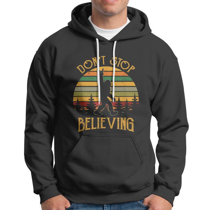 Dont Stop Believing Bigfoot Rock And Roll Retro Sasquatch Hoodie