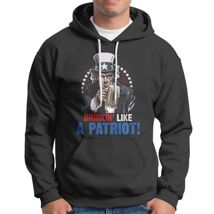 Drinkin Like A Patriot 4Th Of July Uncle Sam Hoodie