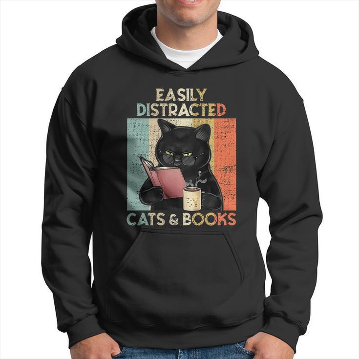 Easily Distracted By Cats And Books For Cat Lovers Hoodie