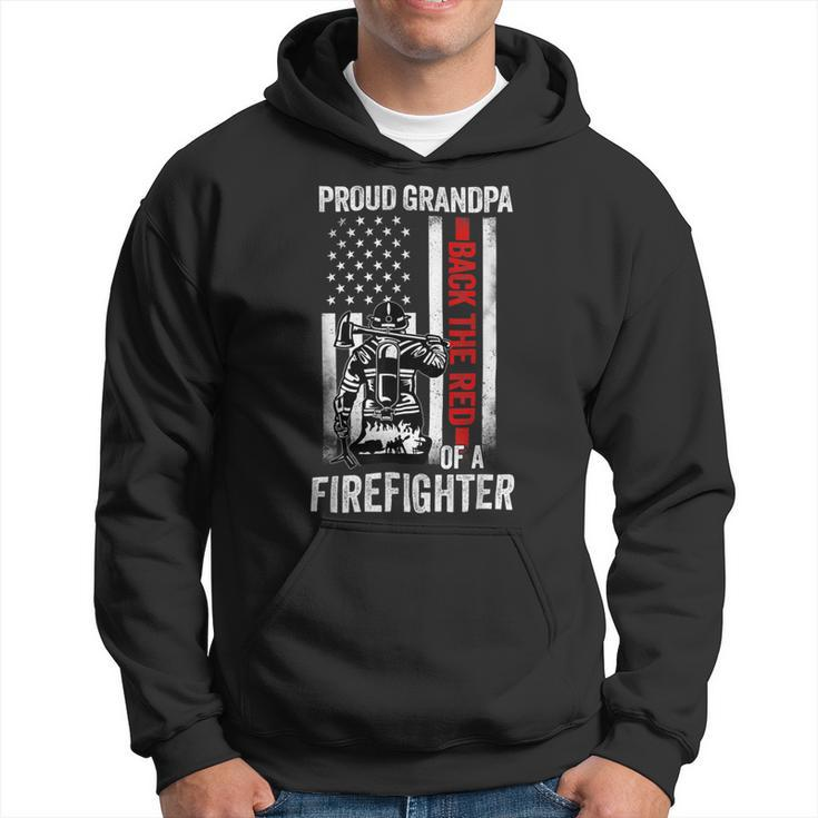 Firefighter Proud Grandpa Of A Firefighter Back The Red American Flag Hoodie