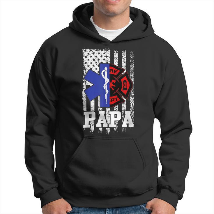 Firefighter Proud Papa Fathers Day Firefighter American Fireman Father Hoodie
