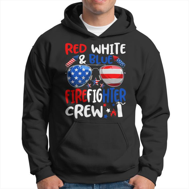 Firefighter Red White Blue Firefighter Crew American Flag V2 Hoodie