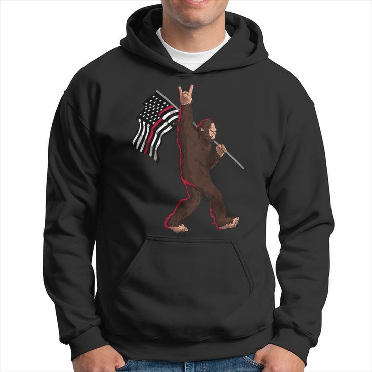 Firefighter Thin Red Line Firefighter Flag Bigfoot Rock And Roll Hoodie