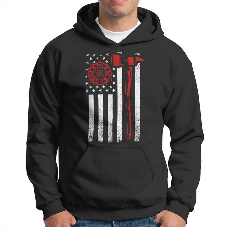 Firefighter Thin Red Line T Firefighter American Flag Axe V3 Hoodie