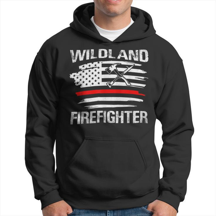 Firefighter Thin Red Line Wildland Firefighter American Flag Axe Fire Hoodie