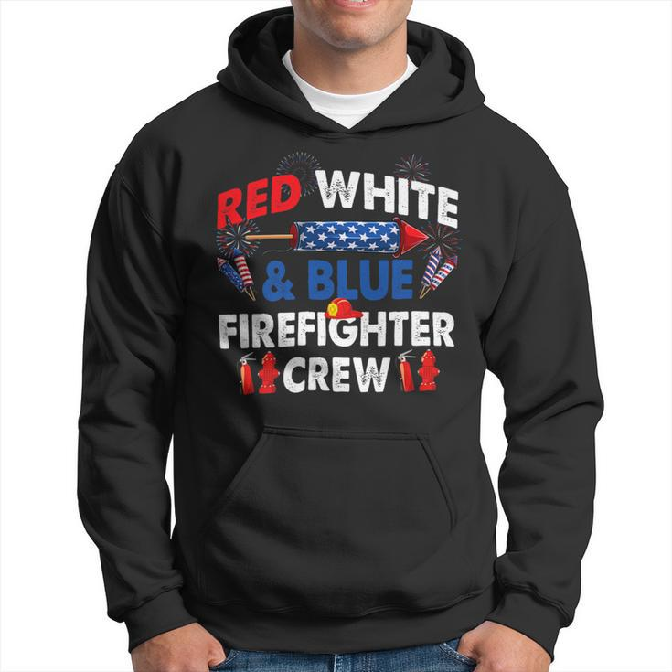 Firefighter Us Flag Red White & Blue Firefighter Crew 4Th Of July Hoodie