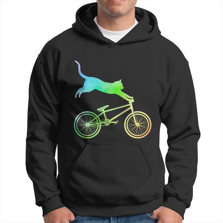 Funny Cat Cyclist Animal Gift Bmx Bicycle Hoodie