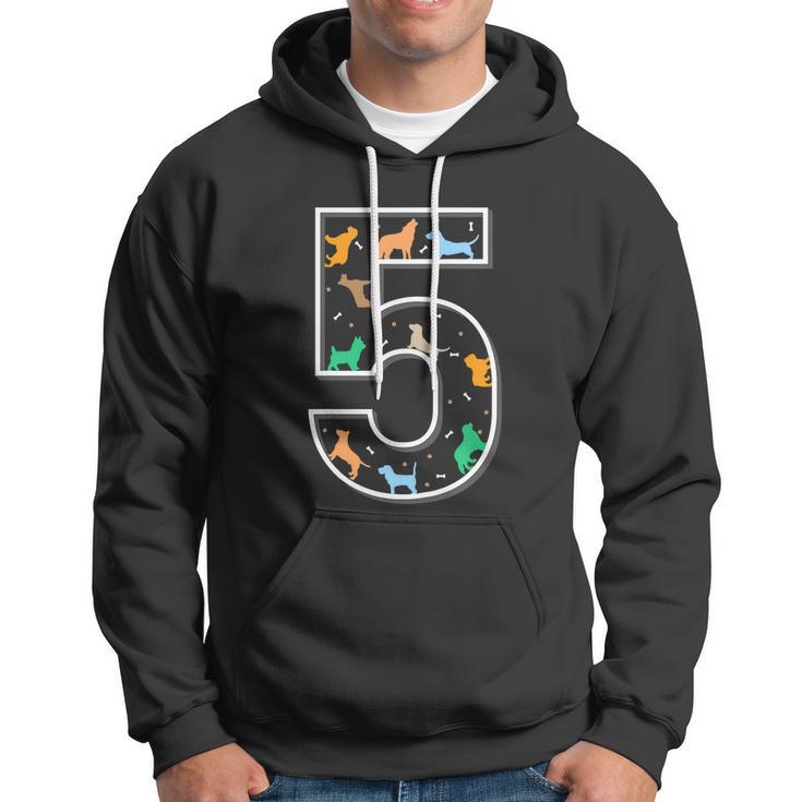 Funny Fifth Birthday Puppy 5 Year Old Birthday Dog Hoodie