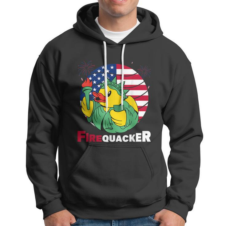 Funny Fourth Of July Usa Patriotic Firecracker Rubber Duck Funny Gift Hoodie