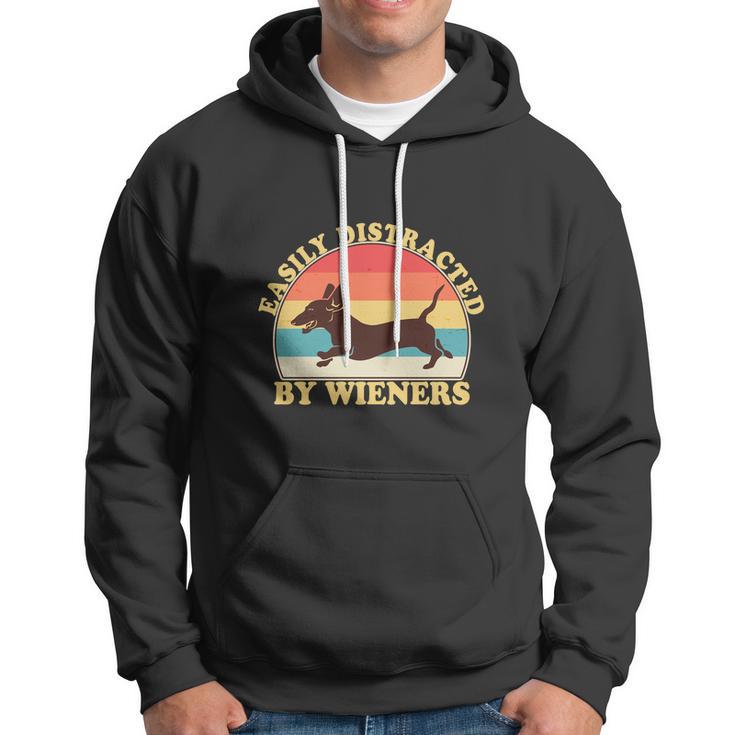 Funny Retro Easily Distracted By Wieners Dachshund Fan Hoodie