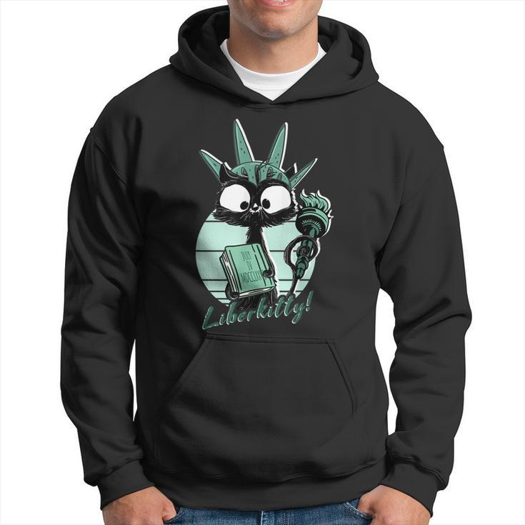 Funny Statue Of Liberty Cat | Liberkitty 4Th July Black Cat  Hoodie