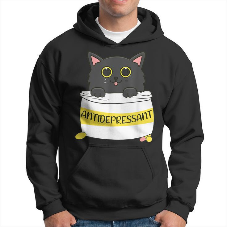 Fur Antidepressant Cute Black Cat Illustration Pet Lover  Hoodie
