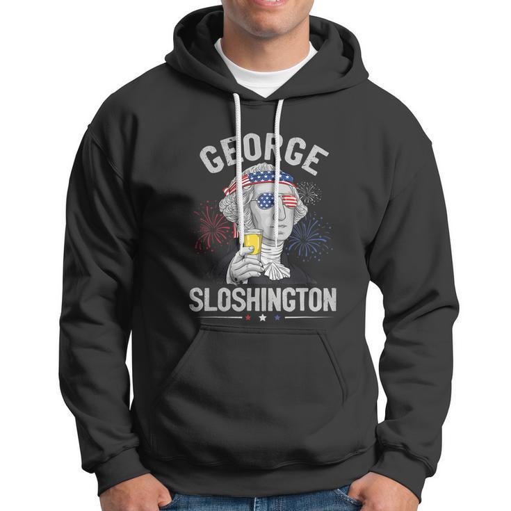 George Sloshington Washington Funny 4Th Of July Usa American Hoodie