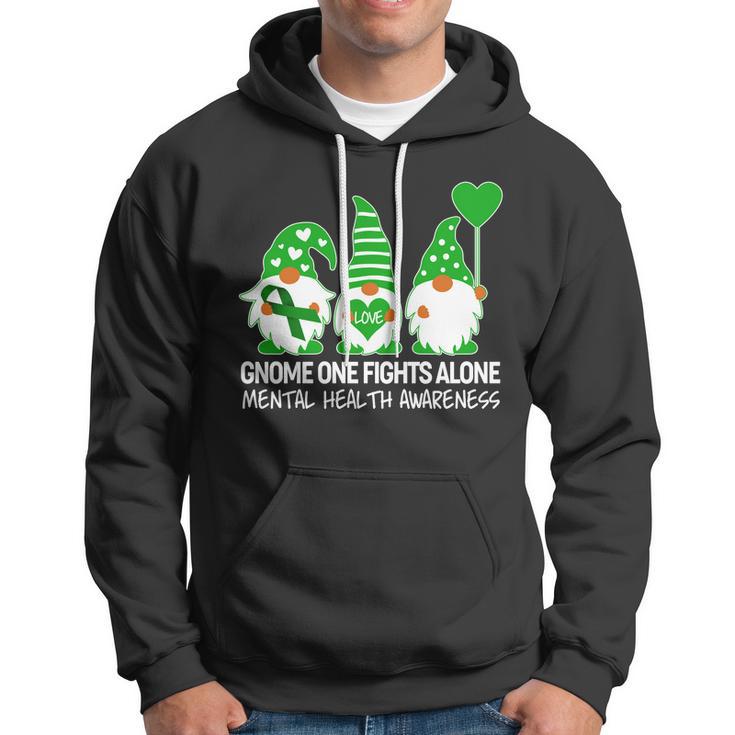 Gnome One Fights Alone Mental Health Awareness Hoodie