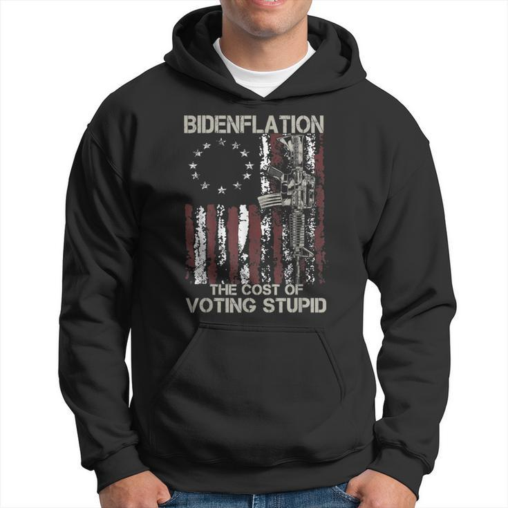 Gun Usa Flag Patriots Bidenflation The Cost Of Voting Stupid Men Hoodie