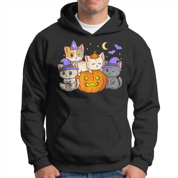 Halloween Cats Anime Cat Kawaii Neko Pumpkin Cat Lover Witch V4 Men Hoodie
