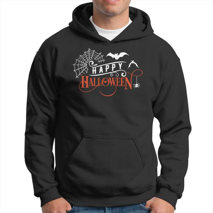 Halloween Funny Happy Halloween Orange And White Men Hoodie Graphic Print Hooded Sweatshirt