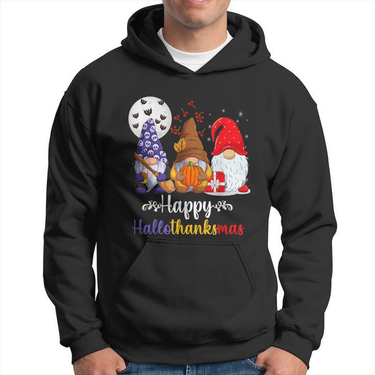 Halloween Thanksgiving Christmas Happy Hallothanksmas Gnomes V9 Men Hoodie