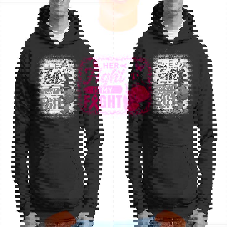 Her Fight Is My Fight Breast Cancer Awareness Boxing Gloves Men Hoodie Graphic Print Hooded Sweatshirt