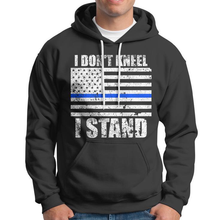 I Dont Kneel I Stand Usa Blue Line Flag Tshirt Hoodie