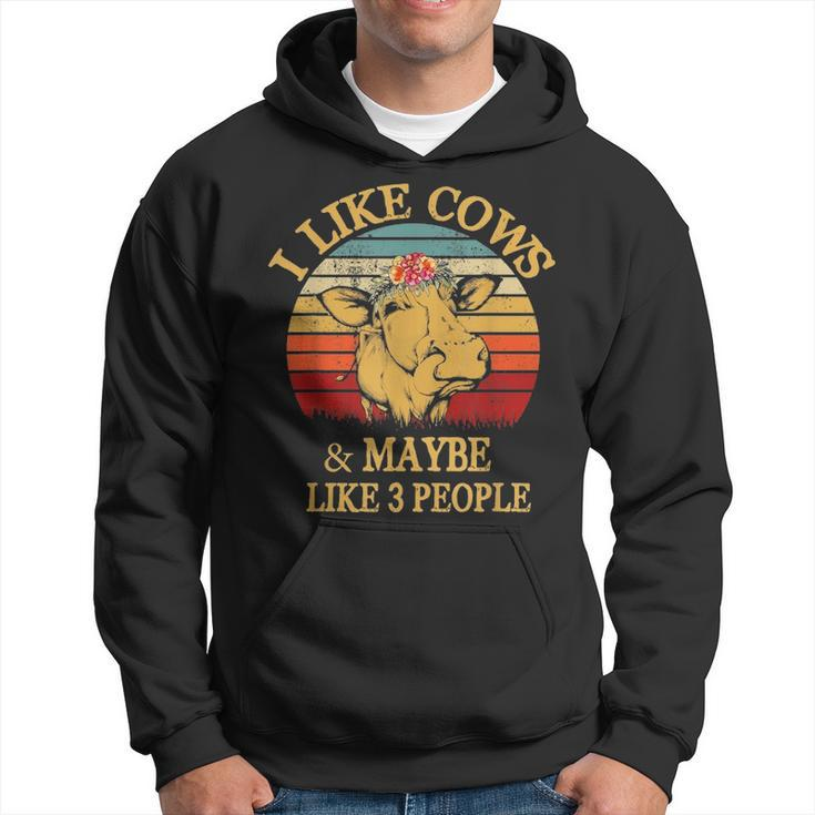 I Like Cows And Maybe Like 3 People Cow Farm Farmer Vintage  Graphic Design Printed Casual Daily Basic Men Hoodie