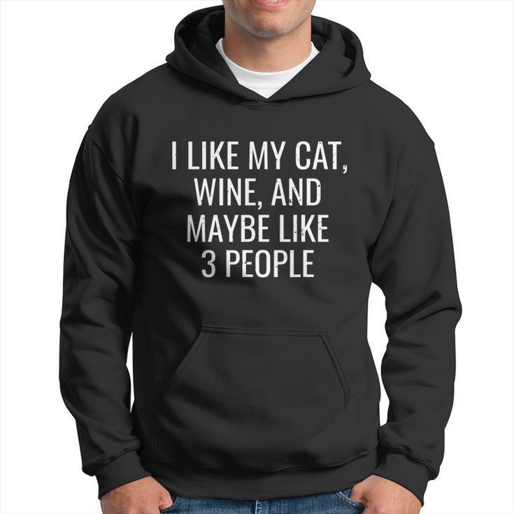 I Like My Cat Wine & Maybe 3 People Funny Pet Hoodie