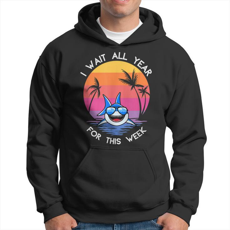 I Wait All Year For This Week Funny Shark Retro Vintage  Hoodie