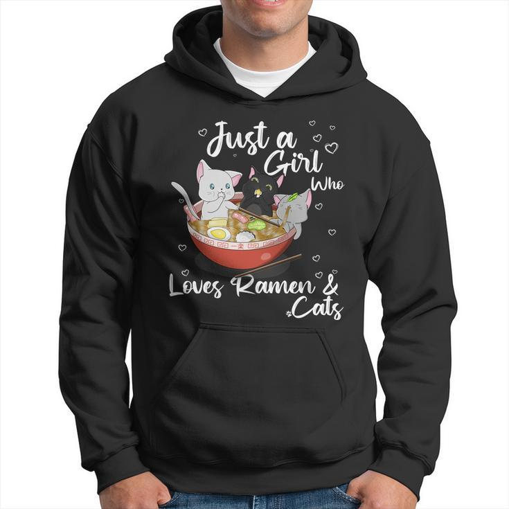 Just A Girl Who Loves Ramen And Cats Hoodie - Thegiftio