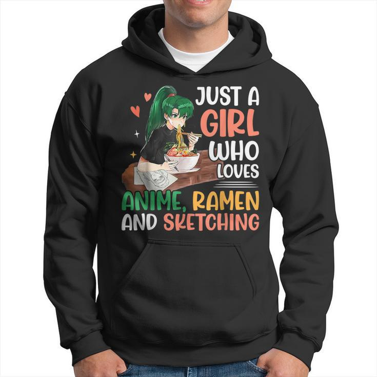 Just A Girl Who Loves Anime Ramen And Sketching Anime Lovers Men Hoodie