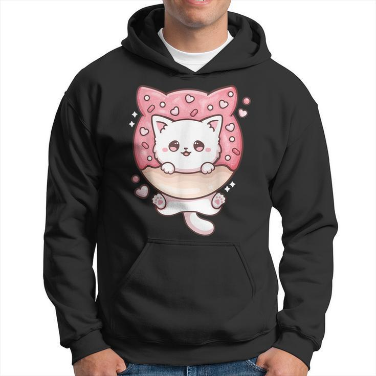 Kawaii Cat Donut Anime Lover Otaku  Men Hoodie Graphic Print Hooded Sweatshirt