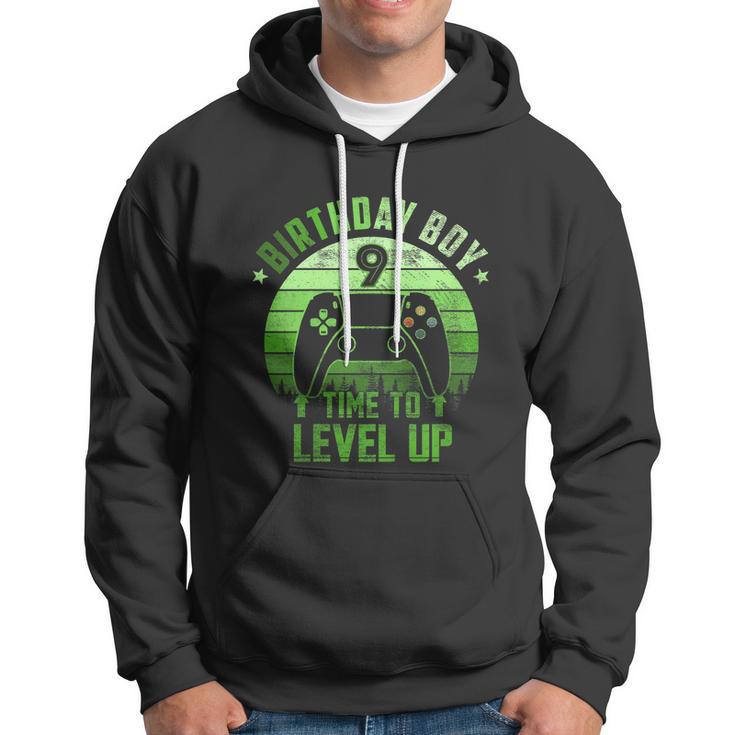 Kids 9Th Birthday Boy Time To Level Up 9 Years Old Boys Cool Gift Hoodie