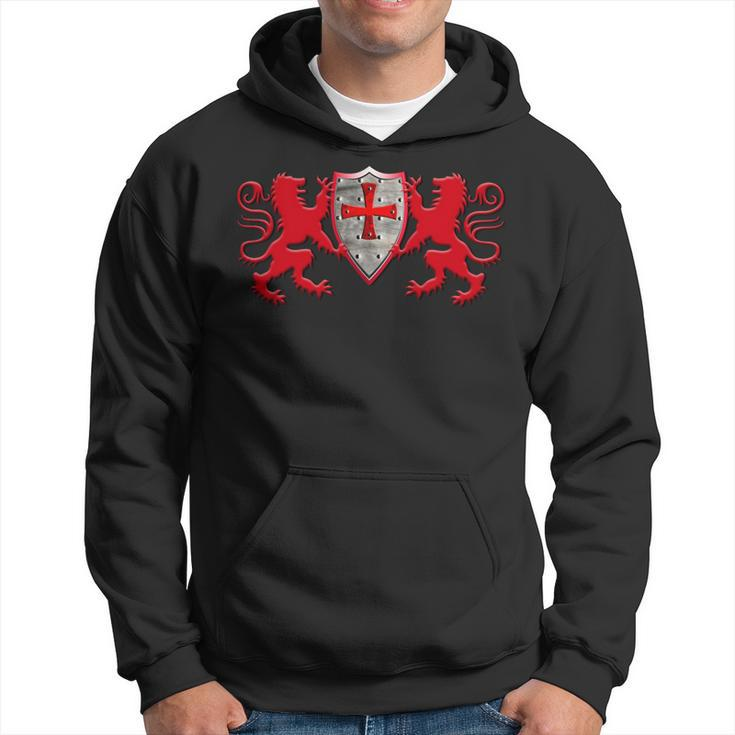 Knights Templar T Shirt - Two Lions And The Knights Shield Hoodie