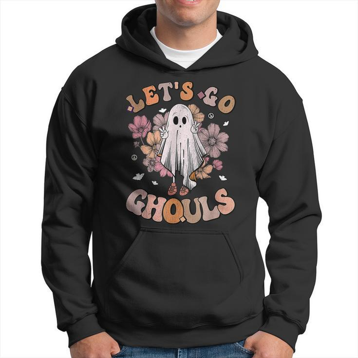 Lets Go Ghouls Ghost 70S Hippie Halloween Fall Retro Groovy  Men Hoodie Graphic Print Hooded Sweatshirt