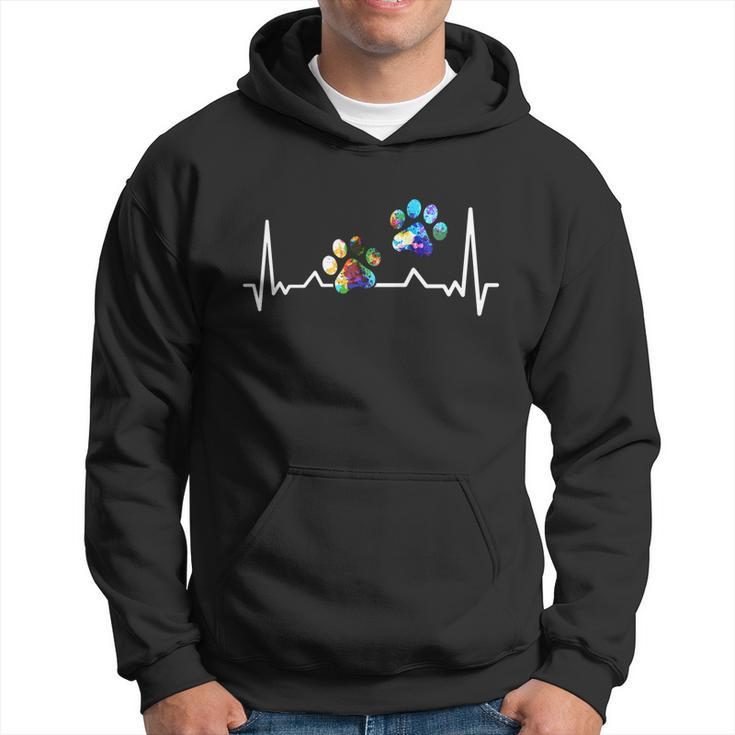 Love Animals Colorful Paw Heartbeat Gift Hoodie