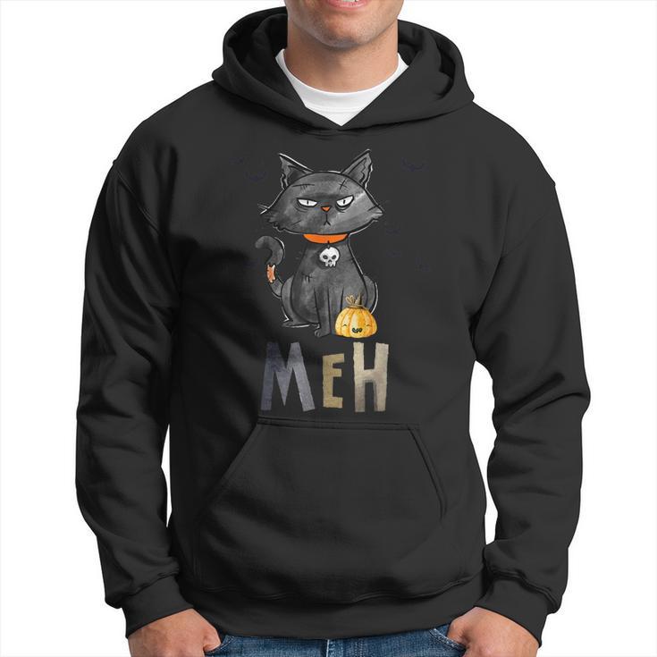 Meh Cat Black Funny For Women Funny Halloween Hoodie