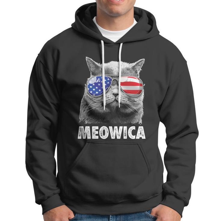 Meowica Cat 4Th Of July Merica Men Women Usa American Flag Hoodie