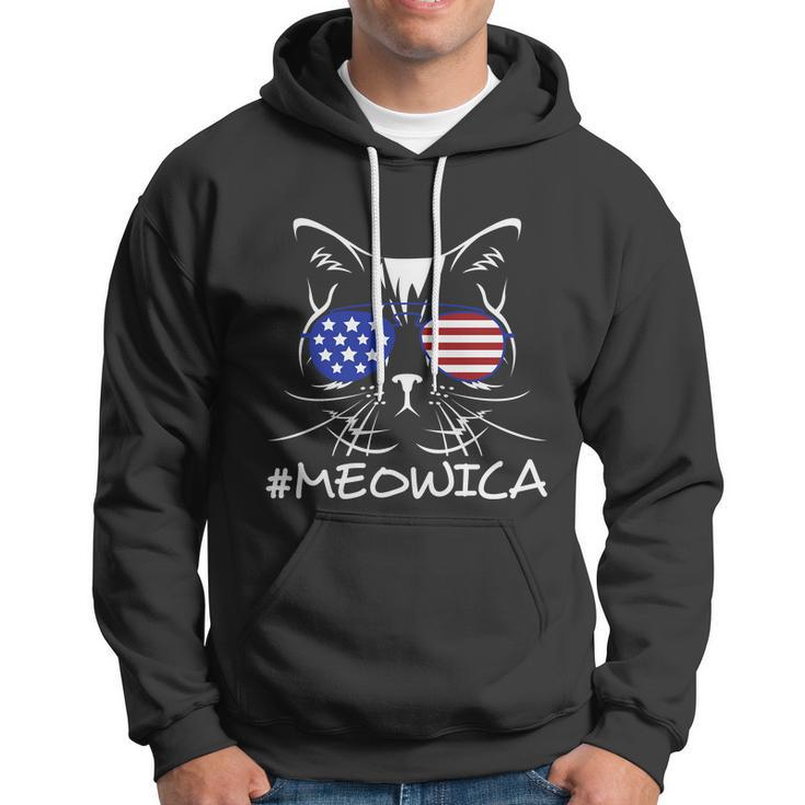 Meowica Glassess American Flag 4Th Of July Cat Day Hoodie