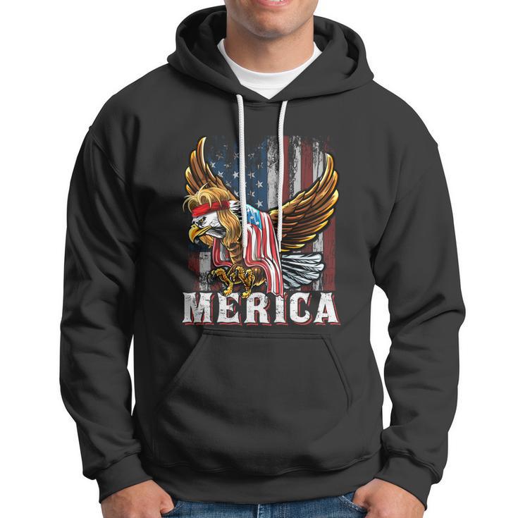 Merica Bald Eagle Mullet 4Th Of July American Flag Patriotic Meaningful Gift Hoodie