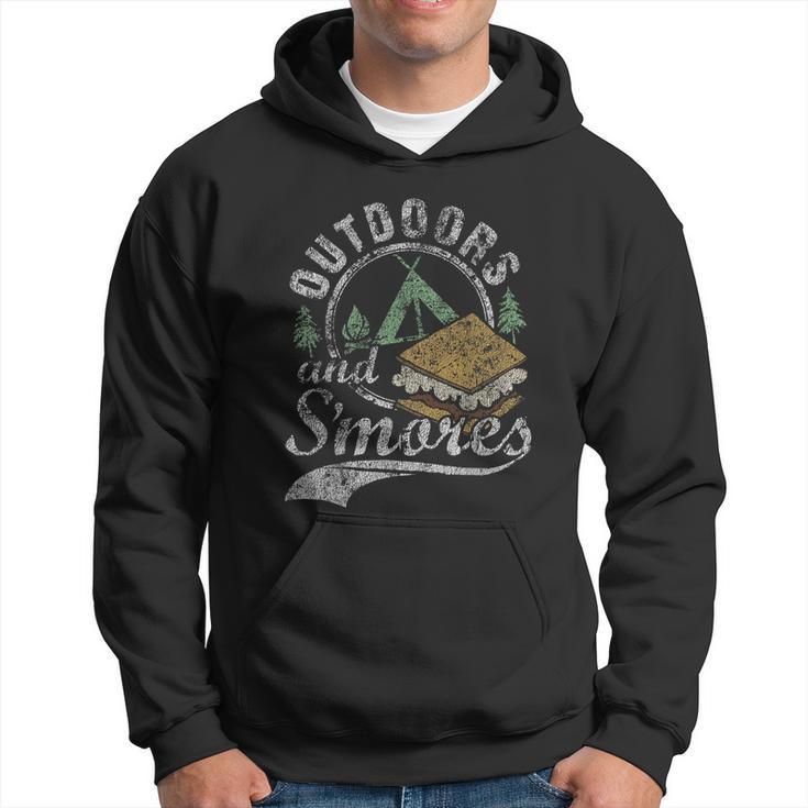 Outdoors And Smores Funny Campfire Camping Distressed Gift Hoodie