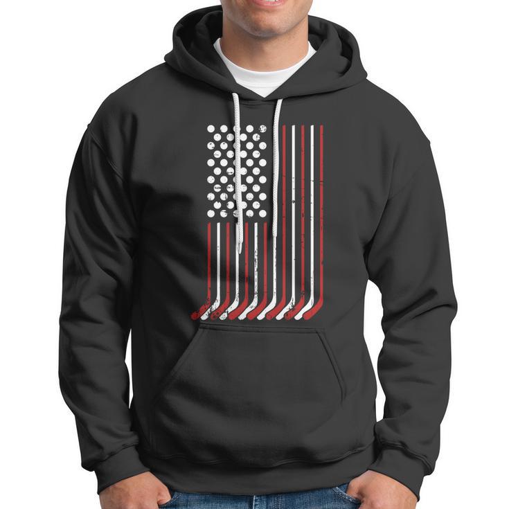 Patriotic Us American Hockey Sticks And Stars Stripes Flag Gift Hoodie